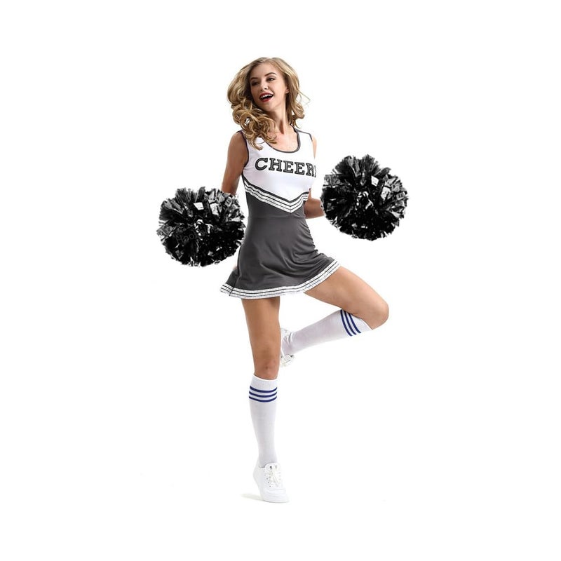 Hooshing 2PCS Black Pom Poms Cheerleading Metallic Cheer Pom Poms with Baton Handle for Sports Dance Team Spirit Party Kids Adults - Image 3